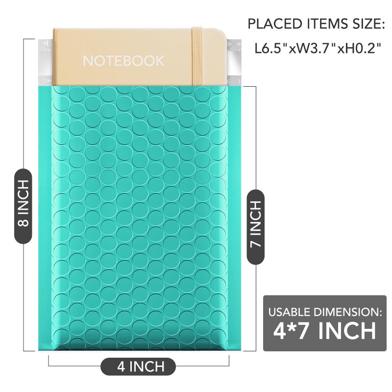 GSSUSA Teal Bubble Mailers  4x8"" Inches  50 Pack  Usable Size 4x7"" Bubble Mailers  Packaging for Small Business  Shipping Envelopes  Packaging Bags  Padded Envelopes  Shipping Supplies - Image 2
